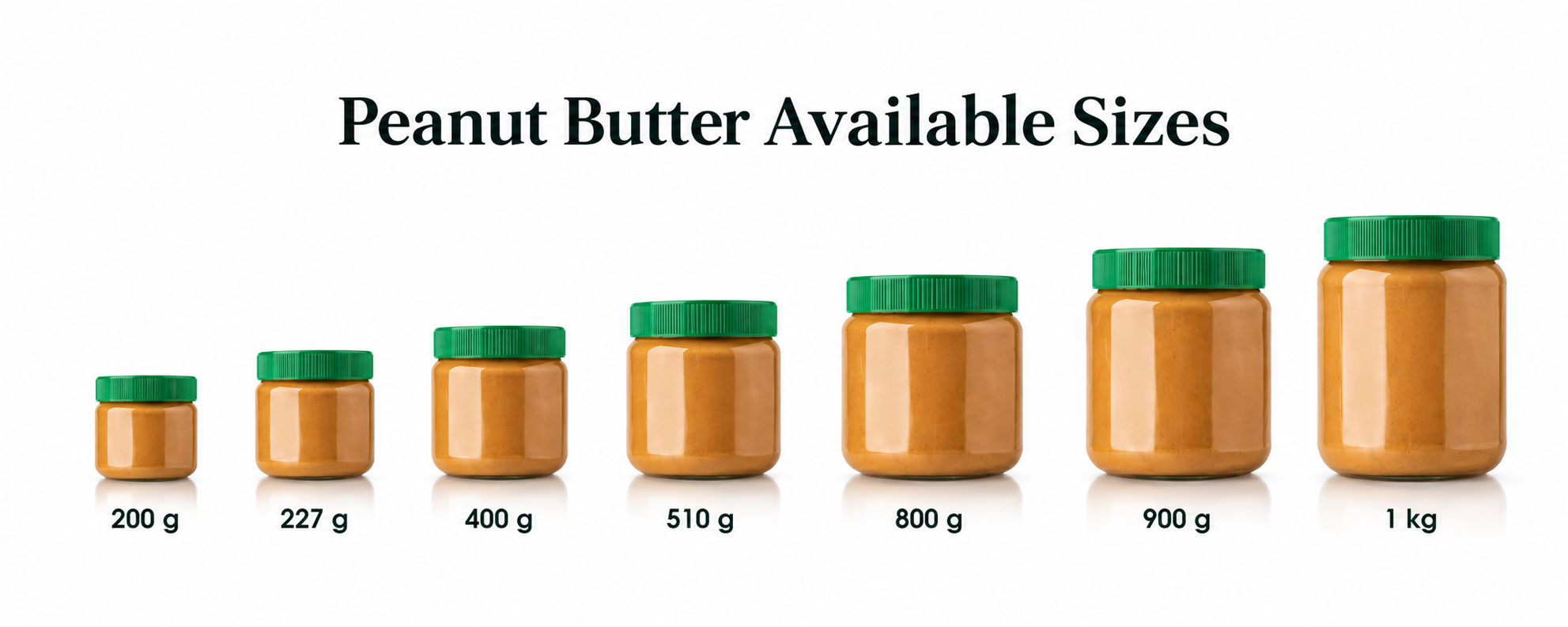 Peanut Butter Available Packaging Sizes — 200g to 1kg PET Jars